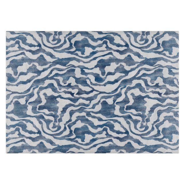 Planche À Découper Nuages abstraits en bleu et blanc (Devant)
