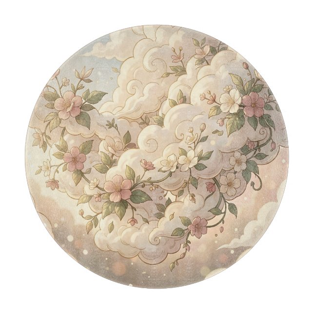 Planche À Découper Nuages Floraux Rêveurs Cerisier en Fleur  (Devant)