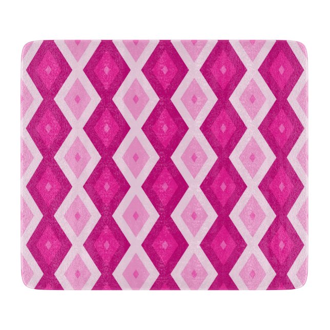 Planche À Découper Nuances de motif de diamant fuchsia (Devant)