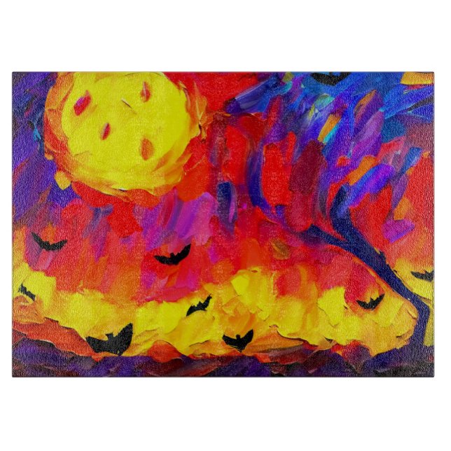 Planche À Découper Nuit Abstraite d'Halloween moderne (Devant)