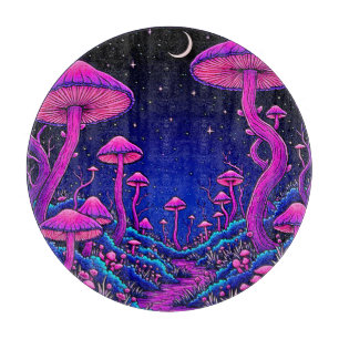 Planche À Découper Nuit de forêt de champignons psychédélique