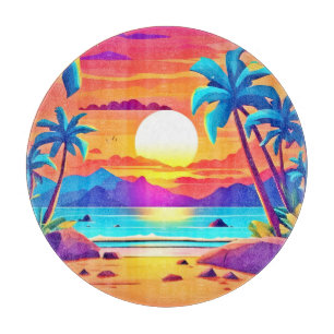 Planche À Découper Oasis tropicale du coucher de soleil