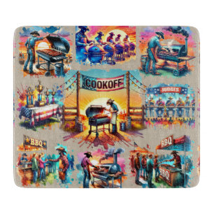 Planche À Découper Occidental Cowboy BBQ Scènes de Cookoff 1