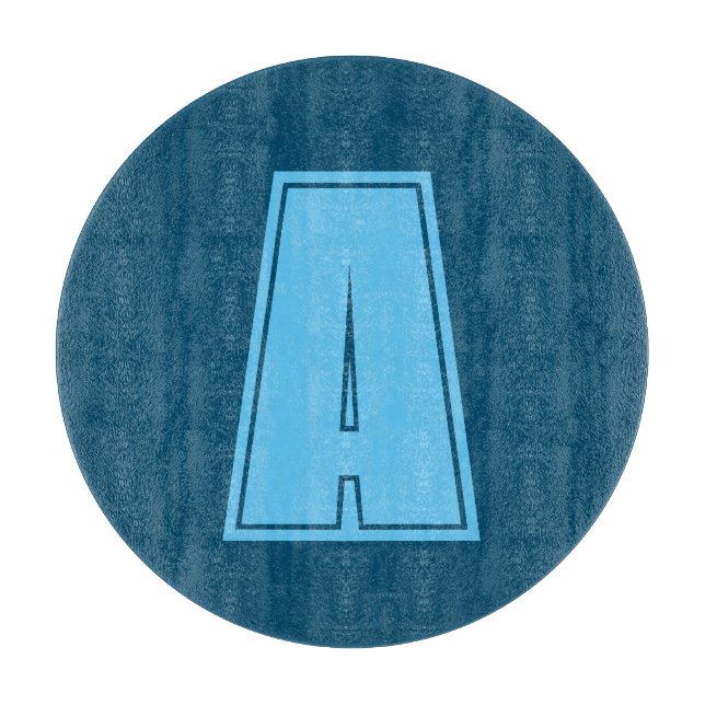 Planche À Découper Océan & Ciel Bleu Premier Monogramme Calligraphie  (Devant)