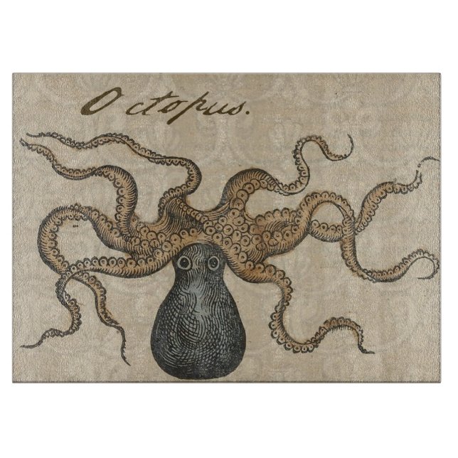 Planche À Découper Octopus Kraken Illustration Vintage (Devant)