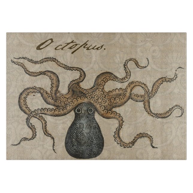 Planche À Découper Octopus Kraken Illustration Vintage (Devant)