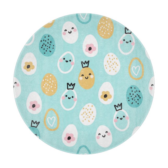 Planche À Découper Œufs de Pâques Mignons Motif Œufs Pastel Kawaii (Devant)