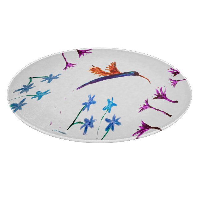 Planche À Découper Oiseau Art Hummingbird Flowers Floral (Coin)
