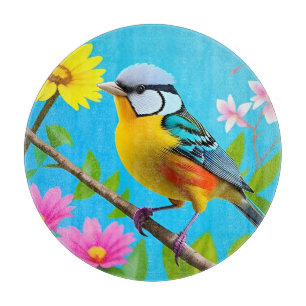 Planche À Découper Oiseau chanteur vibrant perché sur une branche fle