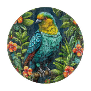 Planche À Découper Oiseau coloré avec cadre floral