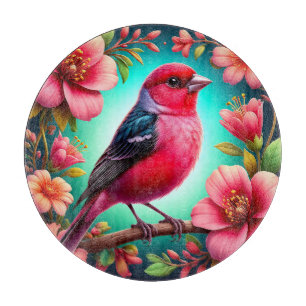 Planche À Découper Oiseau Coloré Perché sur une Branche