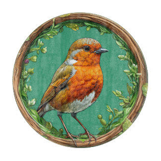 Planche À Découper Oiseau encadré par des fleurs vibrantes