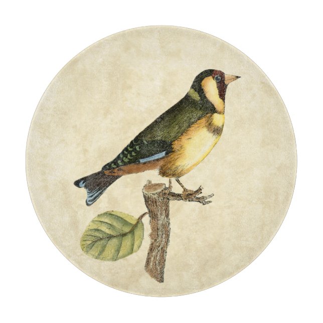 Planche À Découper Oiseau jaune et vert été perché sur une petite (Devant)