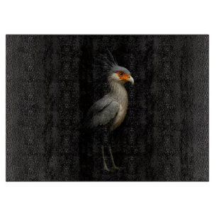 Planche À Découper Oiseau Secrétaire Noir 4 Luxe sur panneau de verre