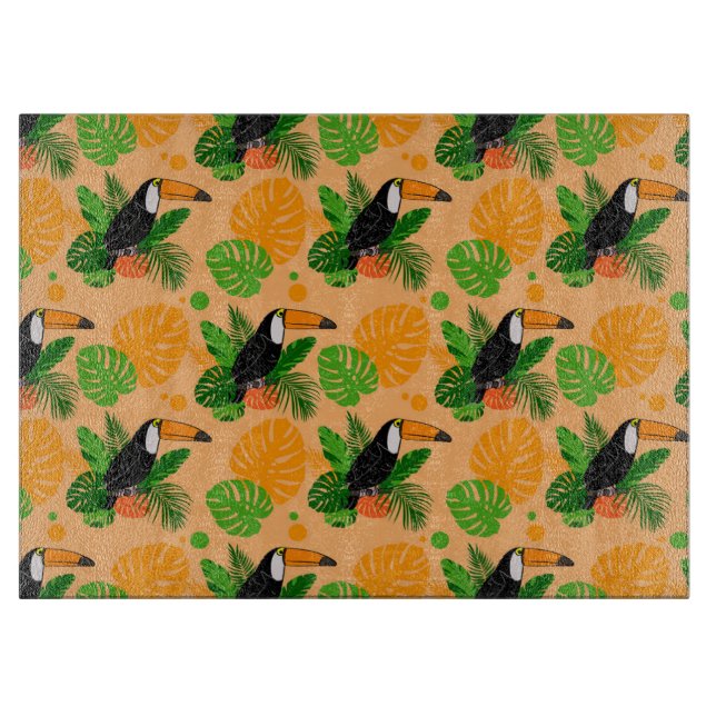 Planche À Découper Oiseau tropical Toucan Motif sans couture (Devant)
