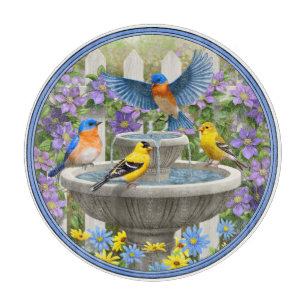 Planche À Découper Oiseaux colorés et jardin de fleurs de bain d'oise