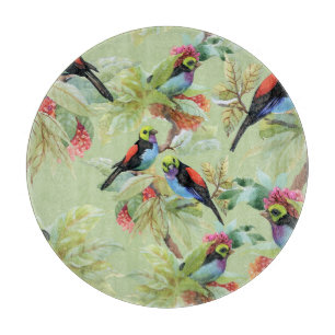 Planche À Découper Oiseaux de fleurs d'été : Motif tropical