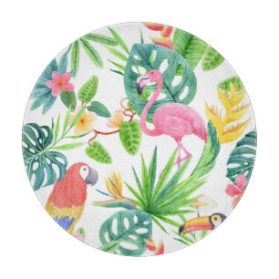 Planche À Découper Oiseaux exotiques, aquarelle de la forêt tropicale