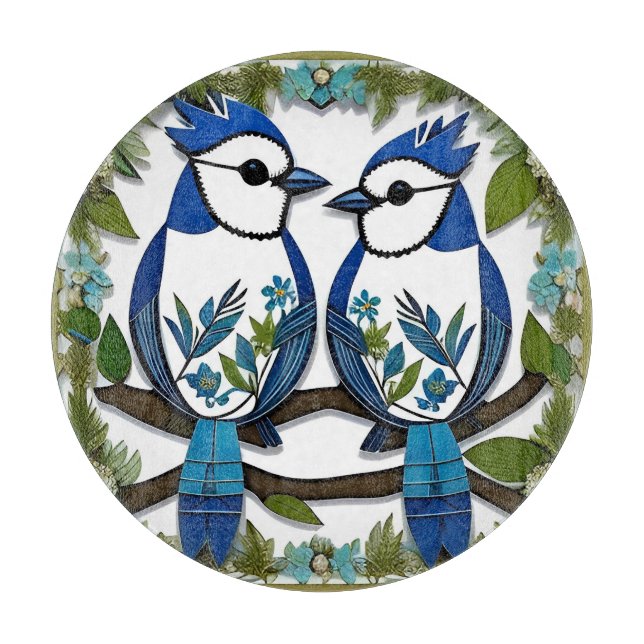 Planche À Découper Oiseaux geai bleu en papier découpé (Devant)