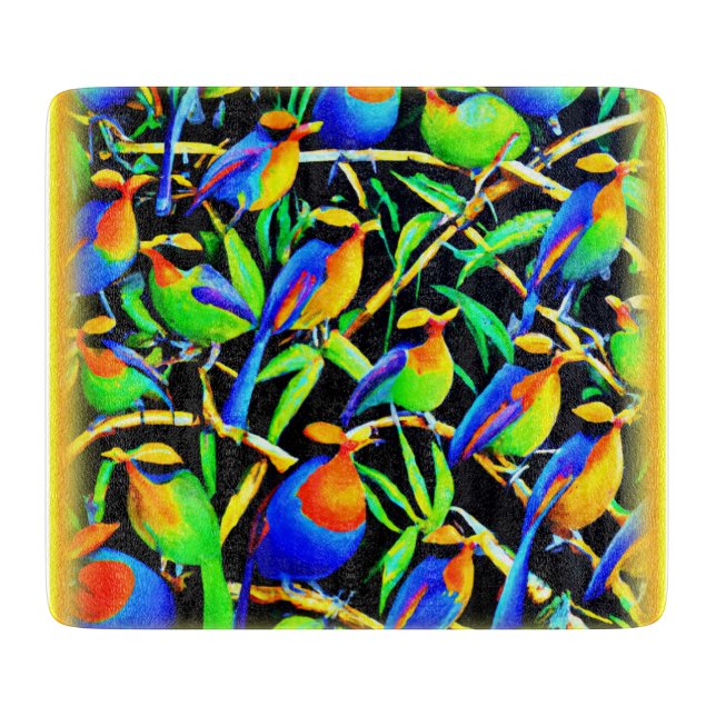 Planche À Découper Oiseaux Sur Peinture D'Arbre. Commandez dès mainte (Devant)