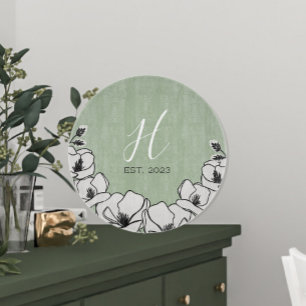 Planche À Découper Olive Green Magnolia Fleur Custom