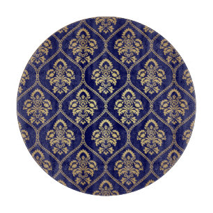 Planche À Découper Or & bleu : Damas de luxe