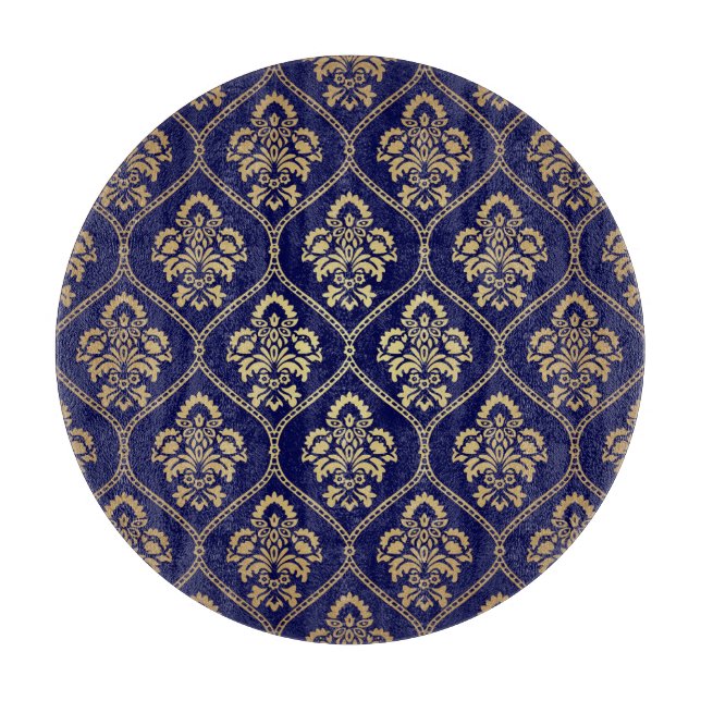 Planche À Découper Or & bleu : Damas de luxe (Devant)