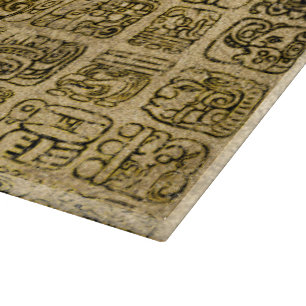 Planche À Découper Or maya et aztèque de glyphs sur la texture