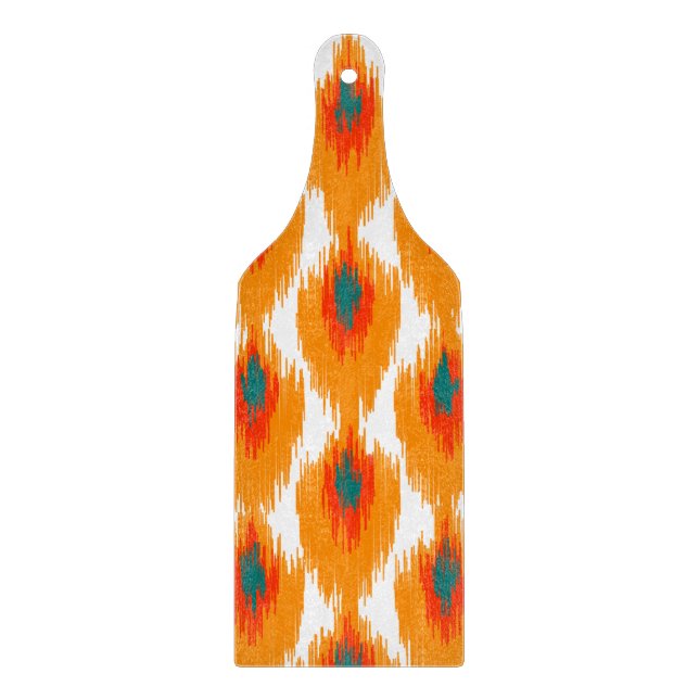 Planche À Découper Orange Turquoise Tribal Abstrait Ikat Diamond Moti (Devant)