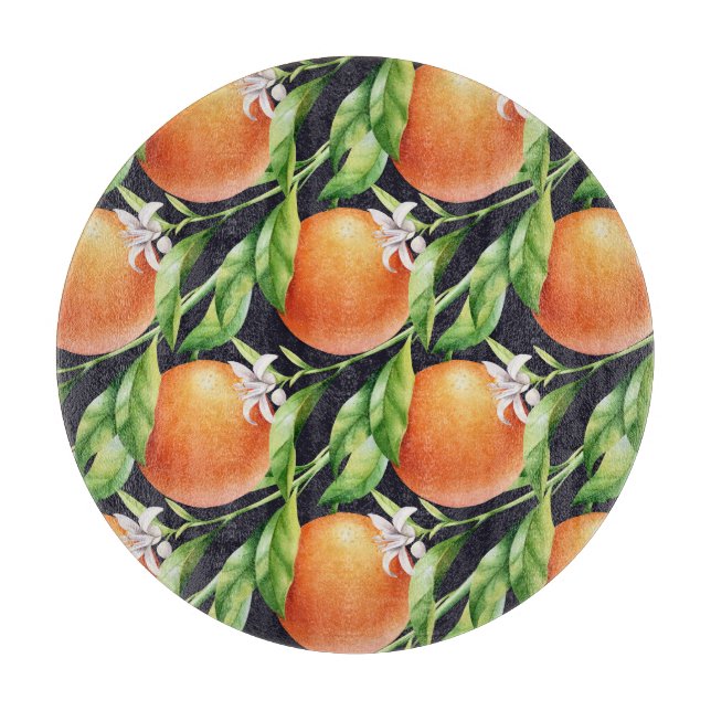 Planche À Découper Oranges aquarelles : Motif sans arôme (Devant)