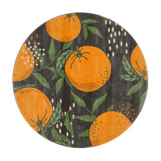 Planche À Découper Oranges dessinées à la main, arrière - plan vintag