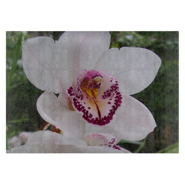 Planche À Découper Orchidée Blanche I Belle Fleur Tropicale (Devant)