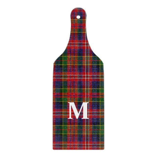 Planche À Découper Oreiller monogramme à carreaux MacPherson Tartan (Devant)