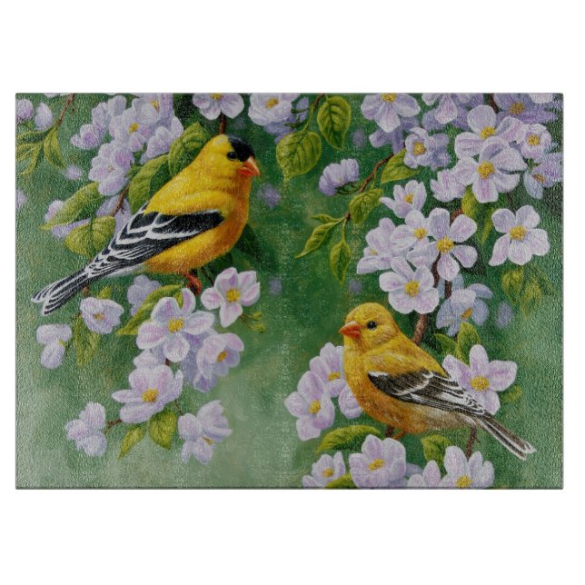 Planche À Découper Orfèvres américains et fleurs de pomme rose (Devant)