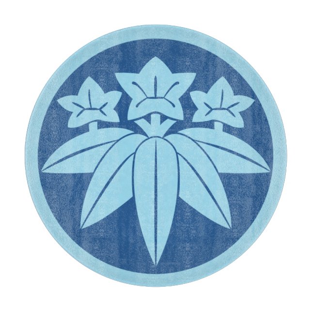 Planche À Découper Oriental Kamakura Minamoto Mon clan japonais bleu (Devant)