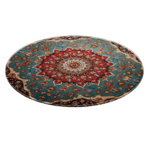 Planche À Découper Oriental Retro Motif Perse Rouge Crème Bleu