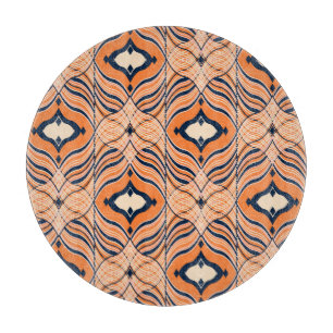 Planche À Découper Oriental Seamless : Ornement orange noir