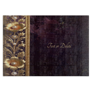 Planche à découper ornement floral doré
