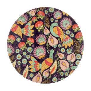 Planche À Découper Ornement vintage Folk Floral Birds