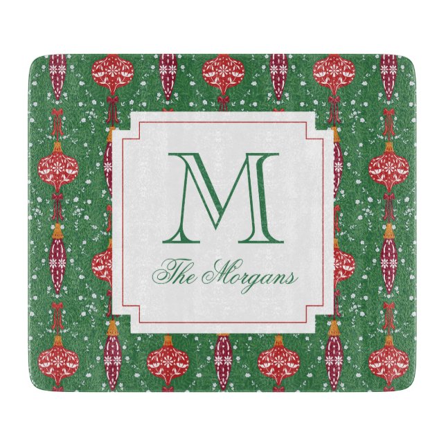 Planche À Découper Ornements de Noël festifs Monogramme (Devant)
