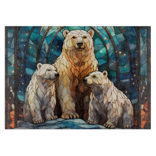 Planche À Découper Ours polaire en vitrail