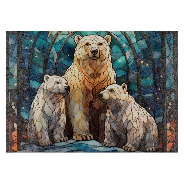 Planche À Découper Ours polaire en vitrail (Devant)