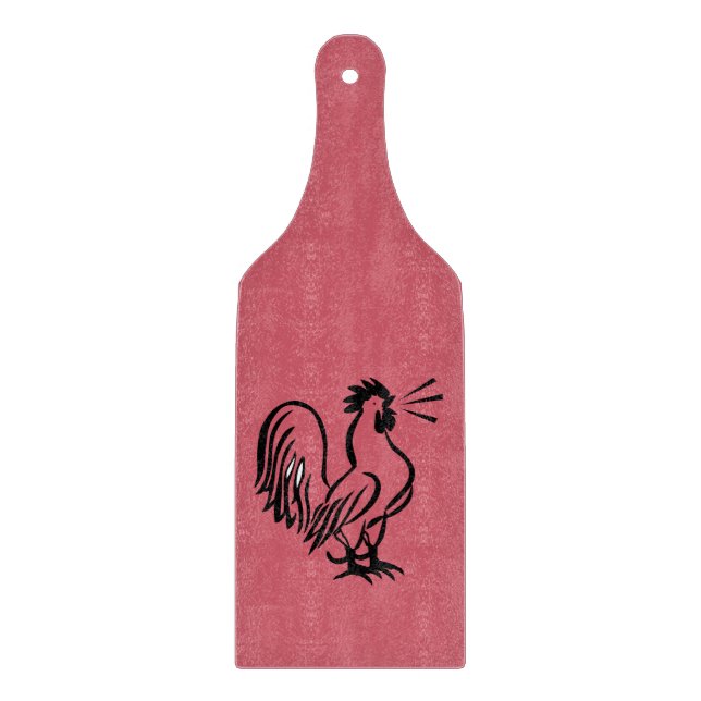 PLANCHE À DÉCOUPER PADDLE RÉTRO ROUGE ROOSTER CUTTER BOARD (Devant)