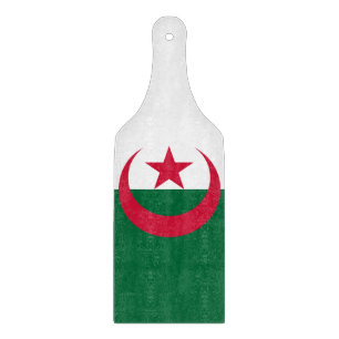 Planche À Découper Pagaie à découper en verre avec drapeau d'Algérie