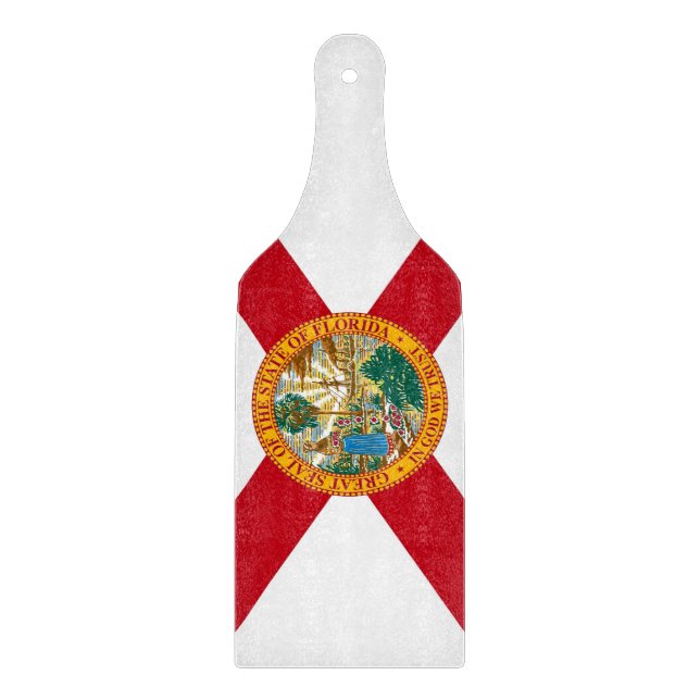 Planche À Découper Pagaie à découper en verre avec drapeau de Floride (Devant)