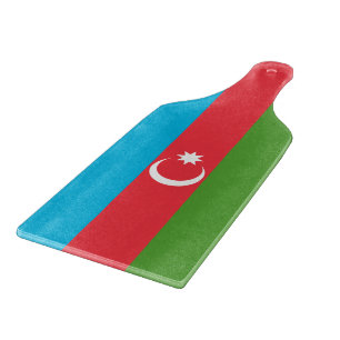 Planche À Découper Pagaie à découper en verre avec le drapeau Azerbaï