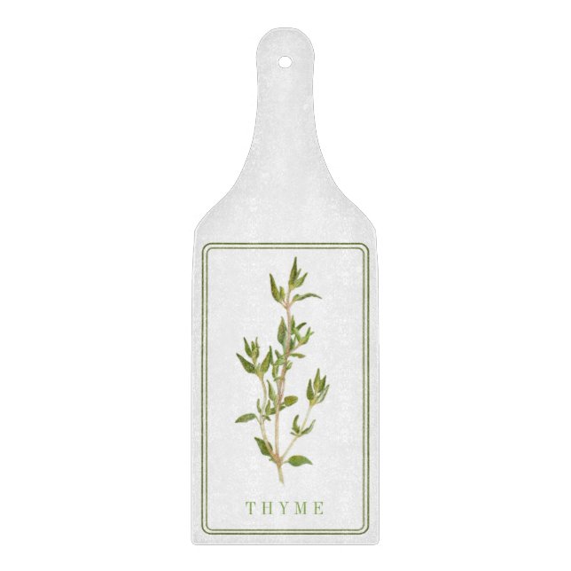 Planche À Découper Pagaie de coupe en verre THYME FRAIS (Devant)