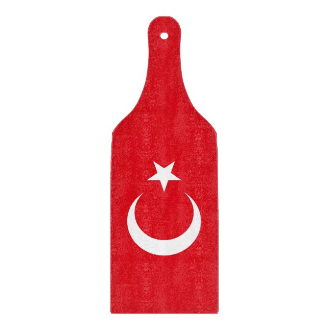 Planche À Découper Pagaie en verre avec drapeau de la Turquie (Devant)