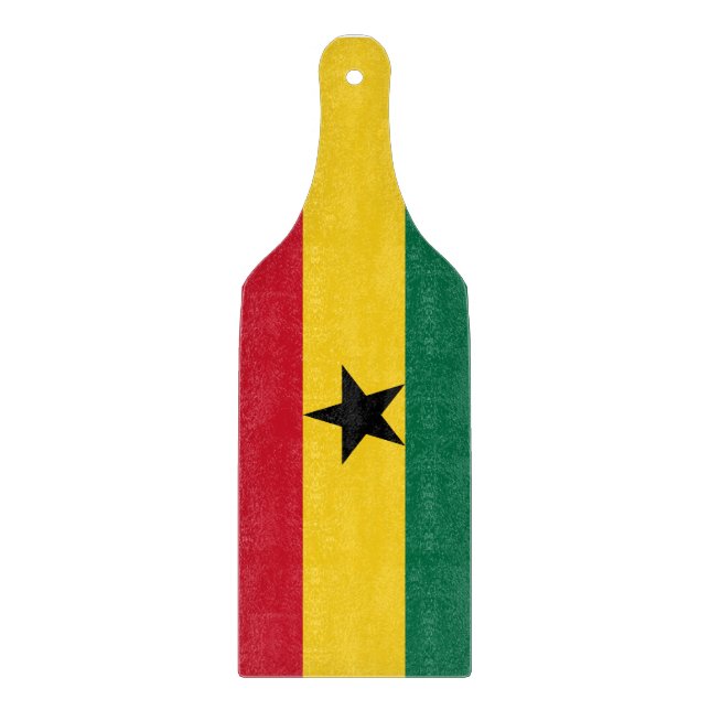 Planche À Découper Pagaie en verre avec drapeau du Ghana (Devant)