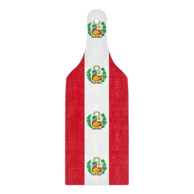 Planche À Découper Pagaie en verre avec drapeau du Pérou (Devant)
